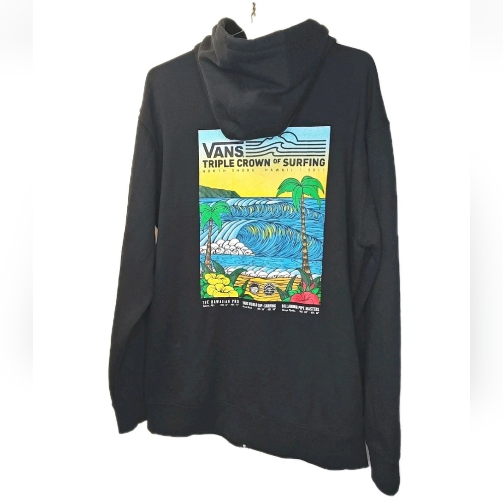 Vans Surfer Hoodie Full Zip Sweatshirt Jacket XL Black Triple Crown Surfing Nwt